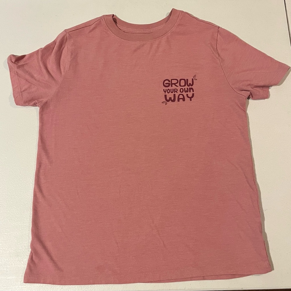 Cat & Jack Girls “Grow Your Own Way” Pink T-shirt, Size Large (10/12)